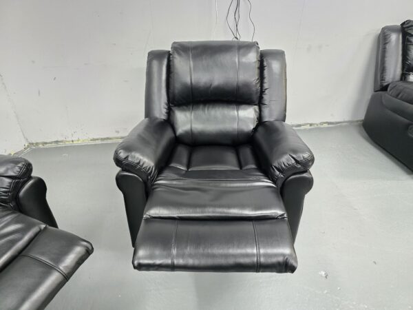 Suzi Black Leather Manual Recliner Chair - Image 4