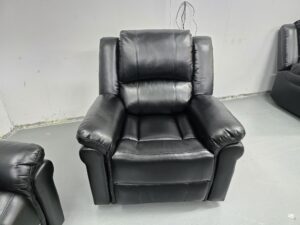 Suzi Black Leather Manual Recliner Chair