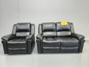 Suzi Black 2 and 1 Seater Manual Recliner Sofa and Chair