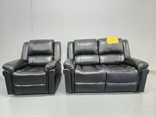 Suzi Black 2 and 1 Seater Manual Recliner Sofa and Chair