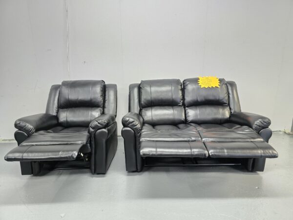 Suzi Black 2 and 1 Seater Manual Recliner Sofa and Chair - Image 7