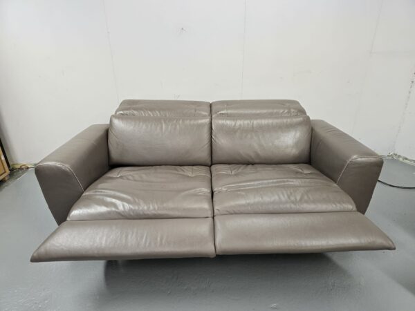 Oak Furniture Village Grey Leather 3 Piece Suite Recliner Sofas and Chair - Image 10