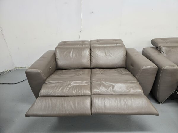 Oak Furniture Village Grey Leather 3 Piece Suite Recliner Sofas and Chair - Image 11