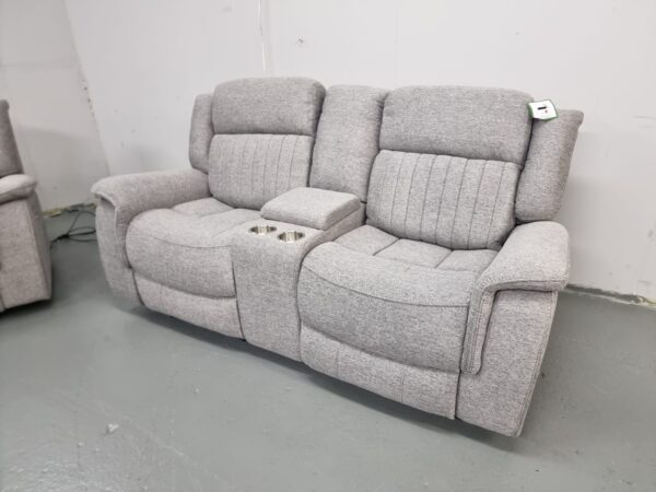 Linden Grey Fabric 2 Seater Electric Recliner Sofa with Cup Holders and USB - Image 2