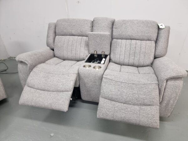 Linden Grey Fabric 3 and 2 Seater Electric Recliner Sofas with Cup Holders and USB - Image 11