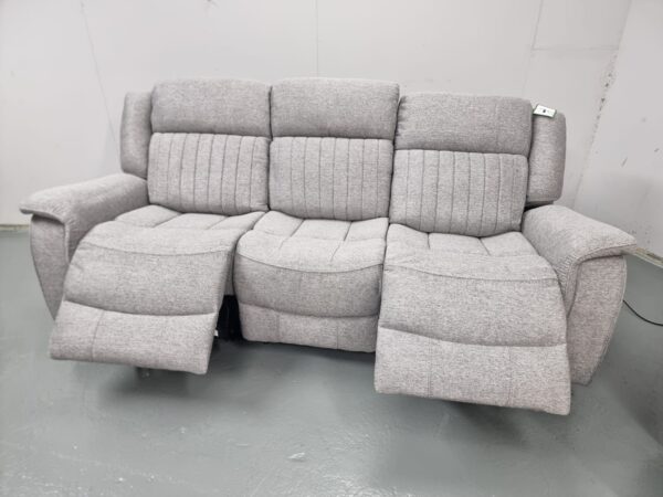 Linden Grey Fabric 3 and 2 Seater Electric Recliner Sofas with Cup Holders and USB - Image 9