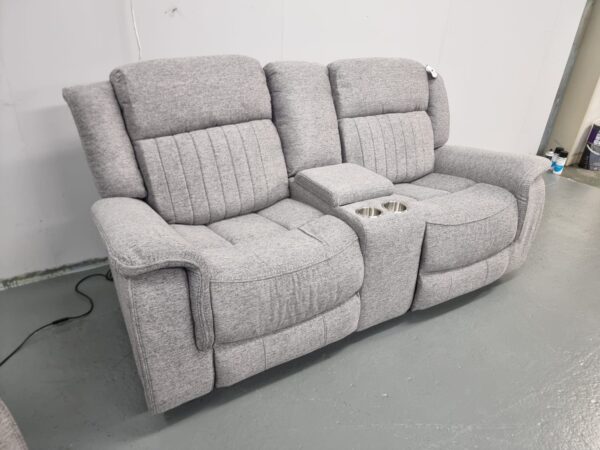 Linden Grey Fabric 2 Seater Electric Recliner Sofa with Cup Holders and USB - Image 3