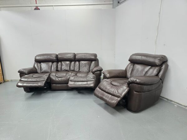 Dfs Supreme Brown Leather 3 and 1 Seater Electric Recliner Sofa and Chair - Image 6