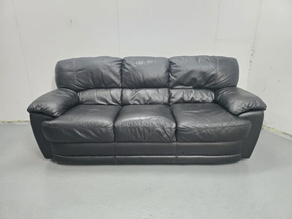 Black Leather 3 Seater Sofa