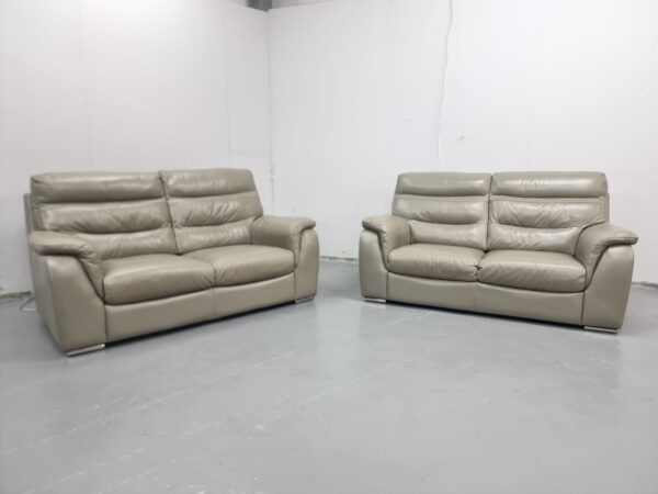 Furniture Village Leather 2 and 2 Seater Sofas - Image 4