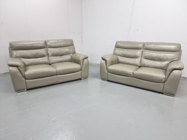 Furniture Village Leather 2 and 2 Seater Sofas - Image 5