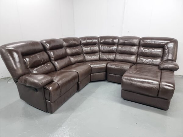 Dfs Full Leather Brown Modular Recliner Corner Sofa with Chaise - Image 2