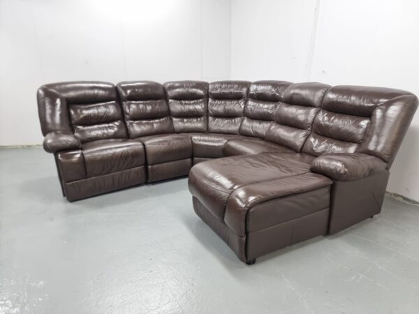 Dfs Full Leather Brown Modular Recliner Corner Sofa with Chaise - Image 3