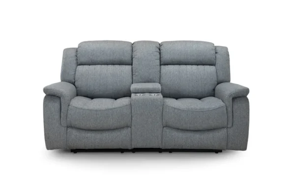 Linden Grey Fabric 3 Piece Suite Electric Recliner Sofas and Chair with Cup Holders and USB - Image 2