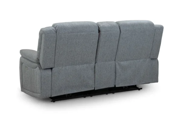 Linden Grey Fabric 3 Piece Suite Electric Recliner Sofas and Chair with Cup Holders and USB - Image 5
