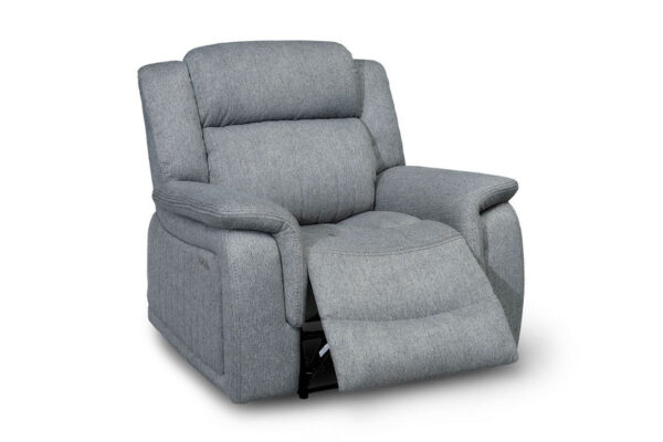 Linden Grey Fabric 3 Piece Suite Electric Recliner Sofas and Chair with Cup Holders and USB - Image 3