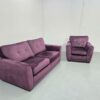 Dfs Velvet 3 and 1 Seater Sofa and Chair - Image 2