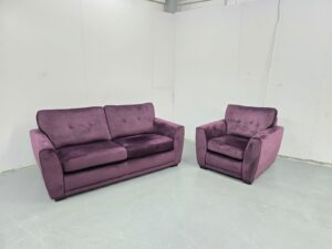 Dfs Velvet 3 and 1 Seater Sofa and Chair