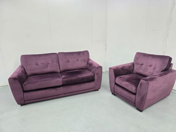 Dfs Velvet 3 and 1 Seater Sofa and Chair - Image 5