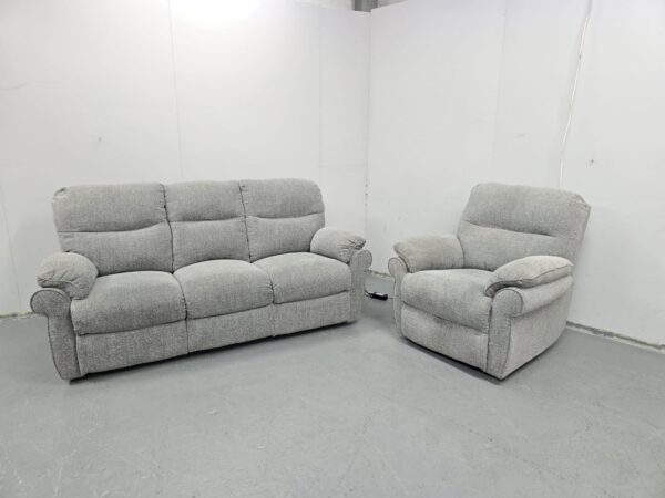 Scs Grey Fabric 3 and 1 Seater Electric Recliner Sofa and Chair - Image 2