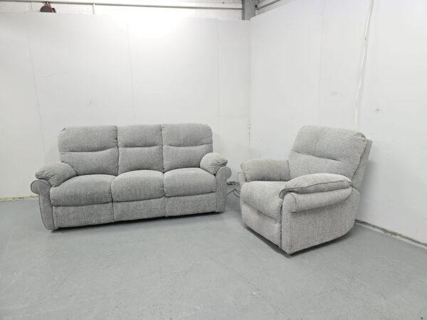 Scs Grey Fabric 3 and 1 Seater Electric Recliner Sofa and Chair - Image 3