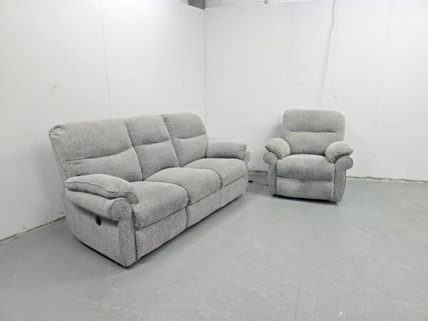Scs Grey Fabric 3 and 1 Seater Electric Recliner Sofa and Chair - Image 4