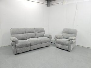 Scs Grey Fabric 3 and 1 Seater Electric Recliner Sofa and Chair