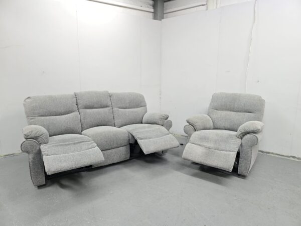 Scs Grey Fabric 3 and 1 Seater Electric Recliner Sofa and Chair - Image 5