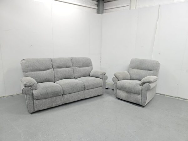 Scs Grey Fabric 3 and 1 Seater Electric Recliner Sofa and Chair