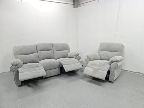Scs Grey Fabric 3 and 1 Seater Electric Recliner Sofa and Chair - Image 6