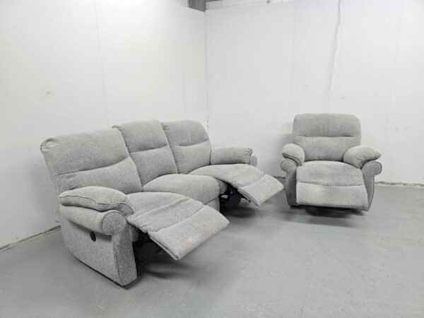 Scs Grey Fabric 3 and 1 Seater Electric Recliner Sofa and Chair - Image 7