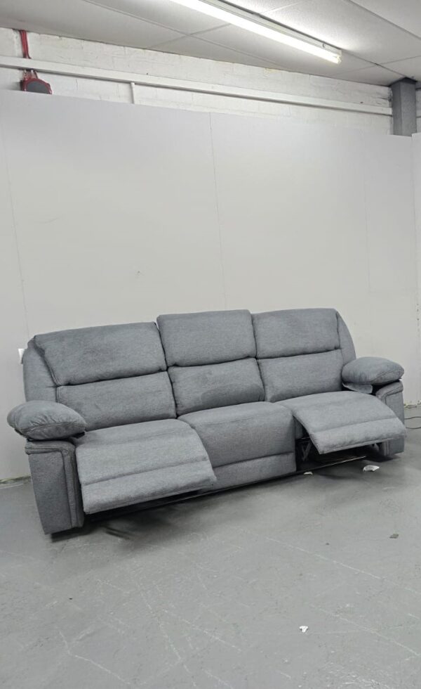 Elio Grey Fabric 3 Seater Manual Recliner Sofa - Image 2