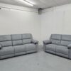 Elio Grey Fabric 3 and 2 Seater Manual Recliner Sofas
