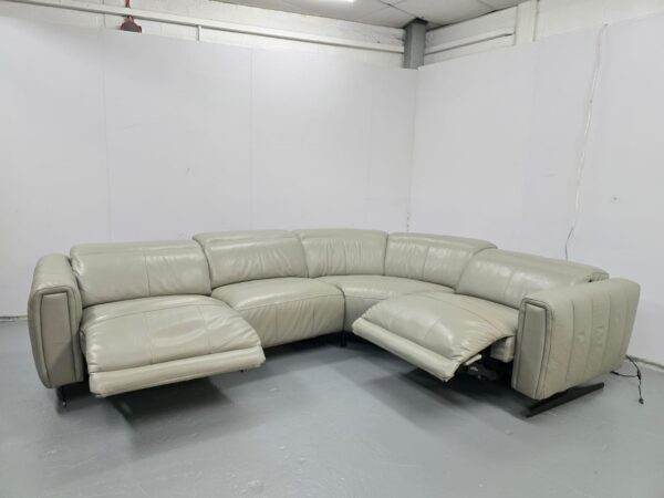 Sofology Grey Leather Electric Recliner Corner Sofa with Footstool - Image 4