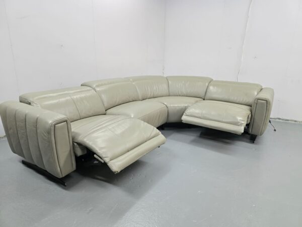 Sofology Grey Leather Electric Recliner Corner Sofa with Footstool - Image 5