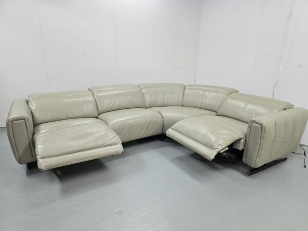 Sofology Grey Leather Electric Recliner Corner Sofa with Footstool - Image 6