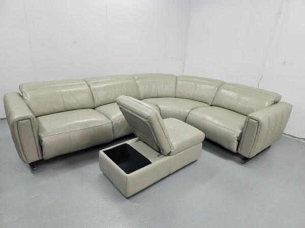 Sofology Grey Leather Electric Recliner Corner Sofa with Footstool - Image 2