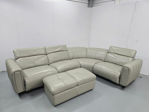 Sofology Grey Leather Electric Recliner Corner Sofa with Footstool - Image 3