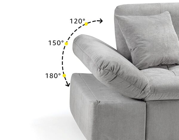 Bergen Grey Fabric U Shape Corner Sofabed with Adjustable Armrest - Image 4