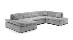 Bergen Grey Fabric U Shape Corner Sofabed with Adjustable Armrest