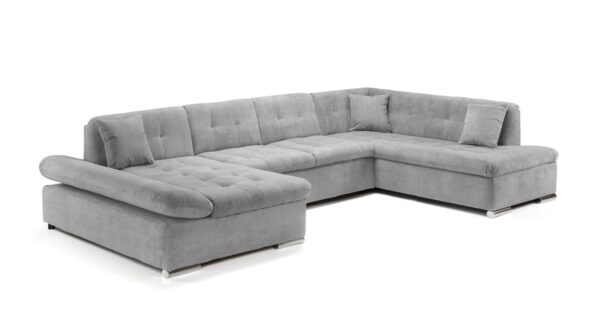 Bergen Grey Fabric U Shape Corner Sofabed with Adjustable Armrest