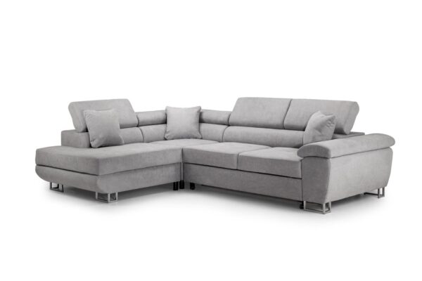 Anton Grey Corner Sofabed with Adjustable Headrests