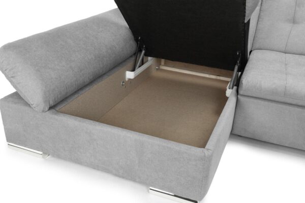 Bergen Grey Fabric U Shape Corner Sofabed with Adjustable Armrest - Image 3