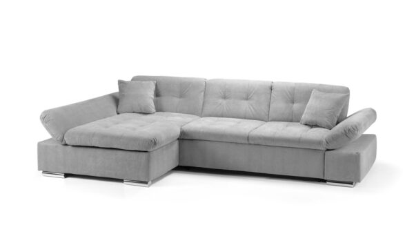 Malvi Grey Fabric Corner Sofabed with Adjustable Armrests