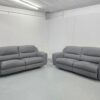 Sofology Grey Suede 3 and 3 Seater Electric Recliner Sofas with USB