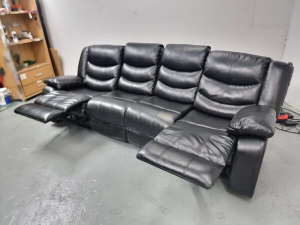 Leather 4 Seater Recliner Sofa - Image 4