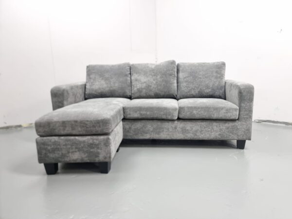 Brand New Grey Fabric 3 Seater Chaise - Image 3