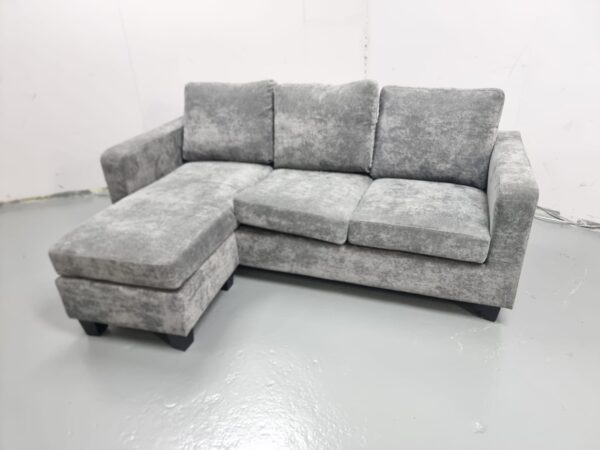 Brand New Grey Fabric 3 Seater Chaise - Image 4