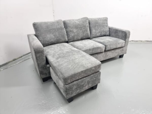 Brand New Grey Fabric 3 Seater Chaise - Image 5
