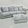 Chesterfield Grey Suede 4 Seater Sofa with Footstool - Image 2